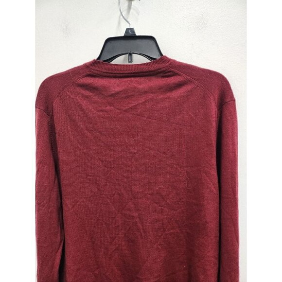Joseph & Lyman Mens 100% Merino Wool Sweater Size Large Maroon V-Neck Pullover - Picture 7 of 7